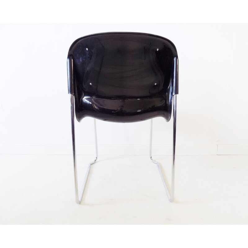 Set of 4 vintage Drabert SM 400 K black stackable chairs by Gerd Lange