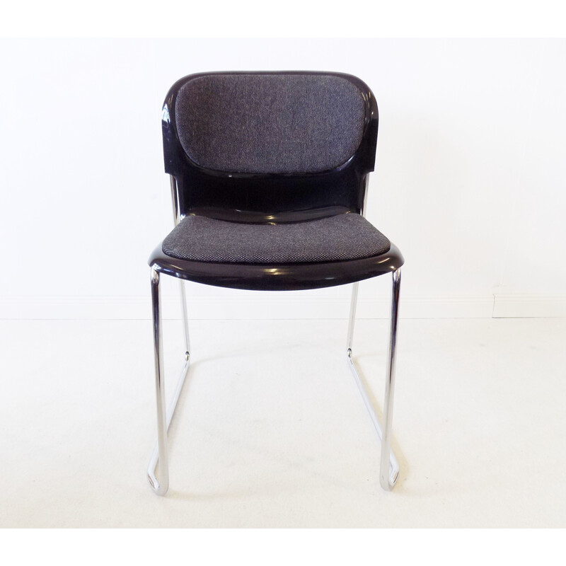 Lot de 4 chaises vintage empilables noires Drabert SM 400 K de Gerd Lange