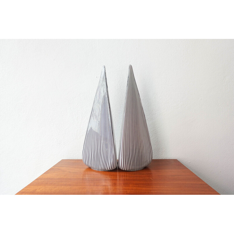 Pair of vintage Glass Pyramid Lamps by Lino Tagliapietra for Vetri Murano, 1982