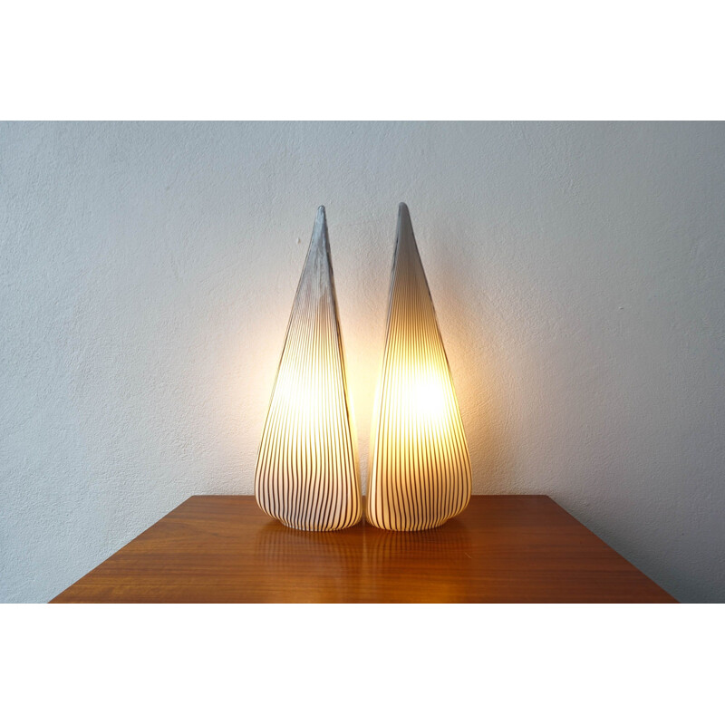 Pair of vintage Glass Pyramid Lamps by Lino Tagliapietra for Vetri Murano, 1982