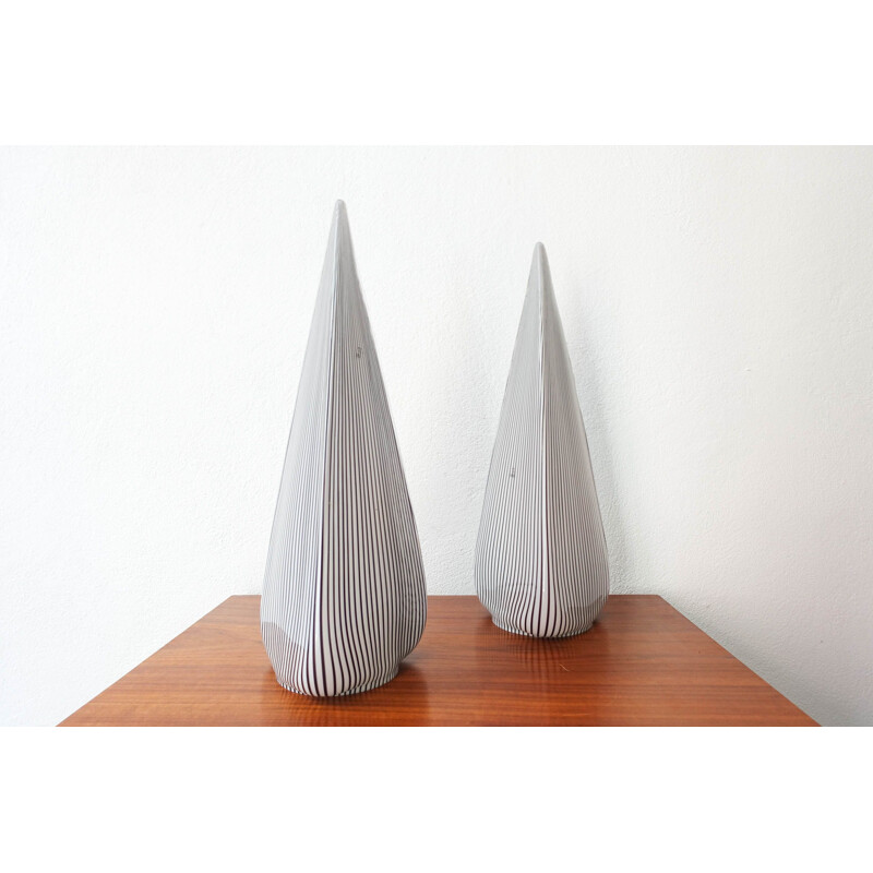 Pair of vintage Glass Pyramid Lamps by Lino Tagliapietra for Vetri Murano, 1982