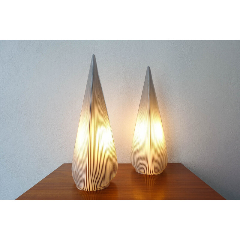 Pair of vintage Glass Pyramid Lamps by Lino Tagliapietra for Vetri Murano, 1982