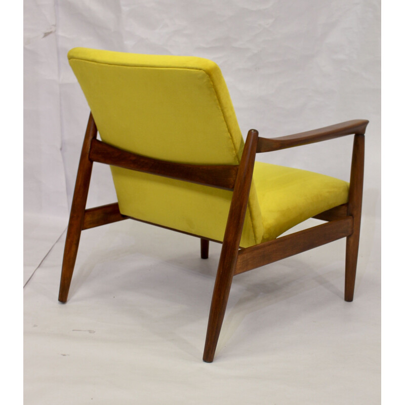 Vintage armchair GFM-142 Edmund Homa yellow velvet-like fabric 1960