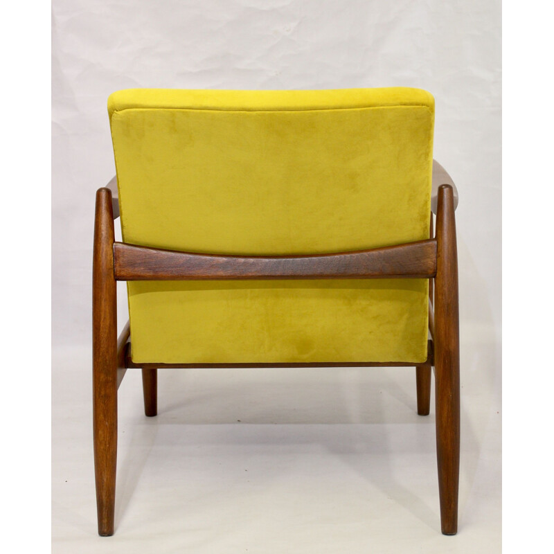 Vintage armchair GFM-142 Edmund Homa yellow velvet-like fabric 1960