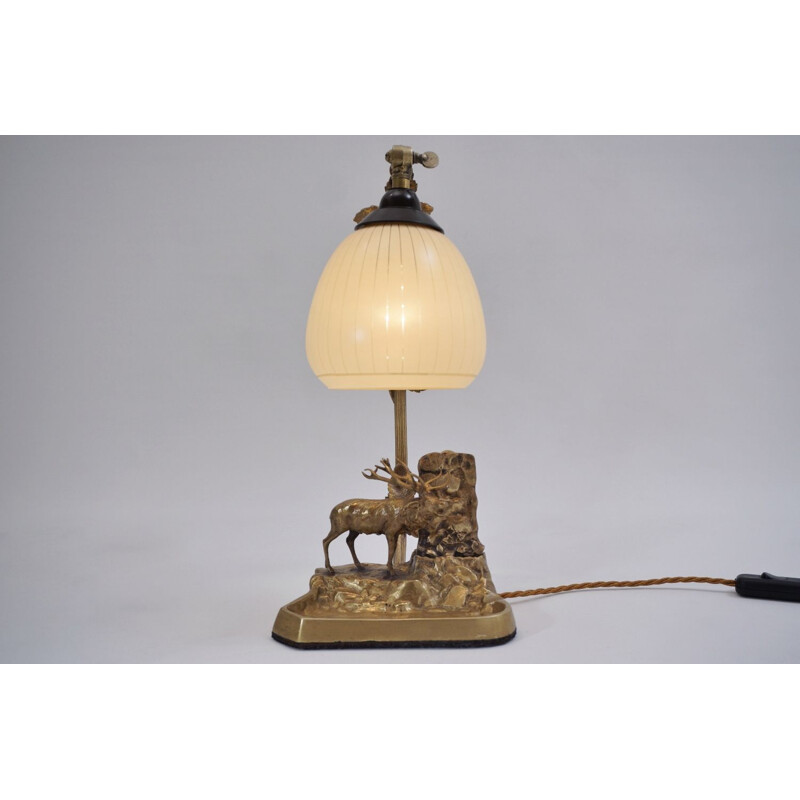 Vintage lamp,Art Deco bronze moose Louis-Albert Carvin, French 1930s