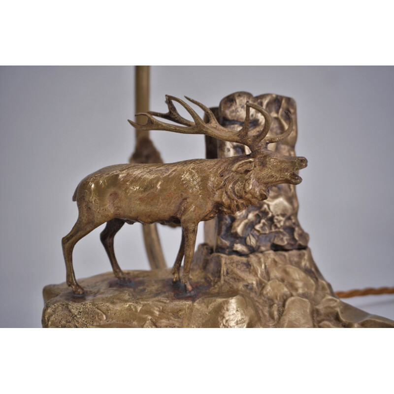 Vintage lamp,Art Deco bronze moose Louis-Albert Carvin, French 1930s