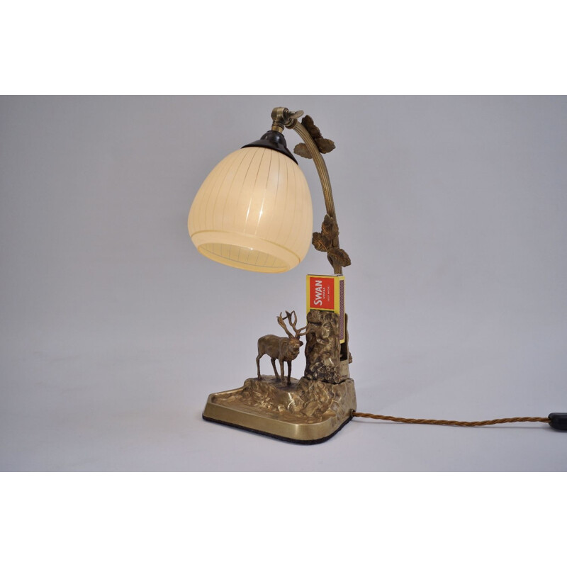 Vintage lamp,Art Deco bronze moose Louis-Albert Carvin, French 1930s