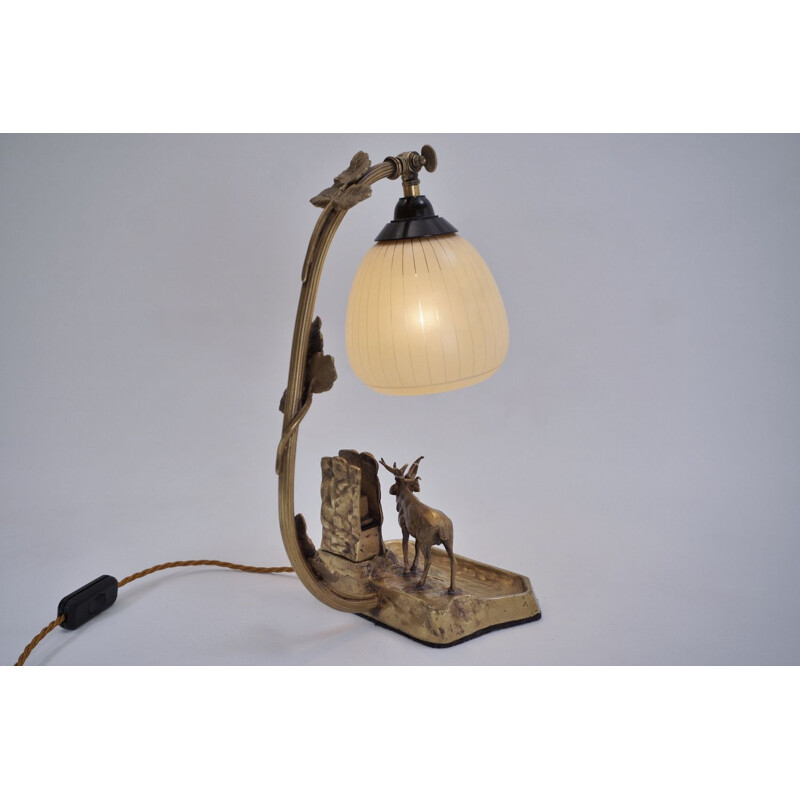 Vintage lamp,Art Deco bronze moose Louis-Albert Carvin, French 1930s