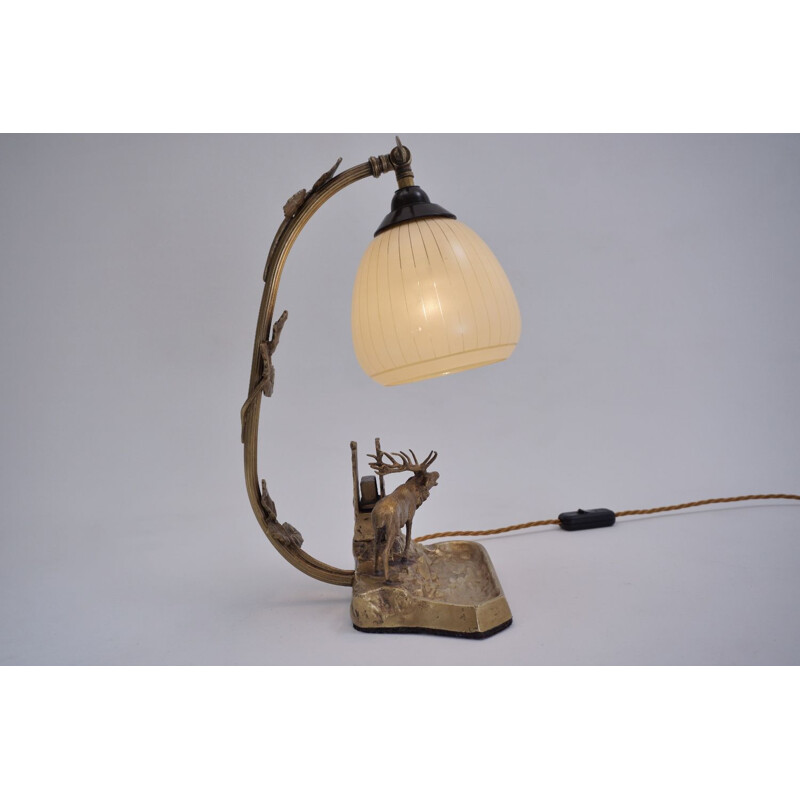 Vintage lamp,Art Deco bronze moose Louis-Albert Carvin, French 1930s