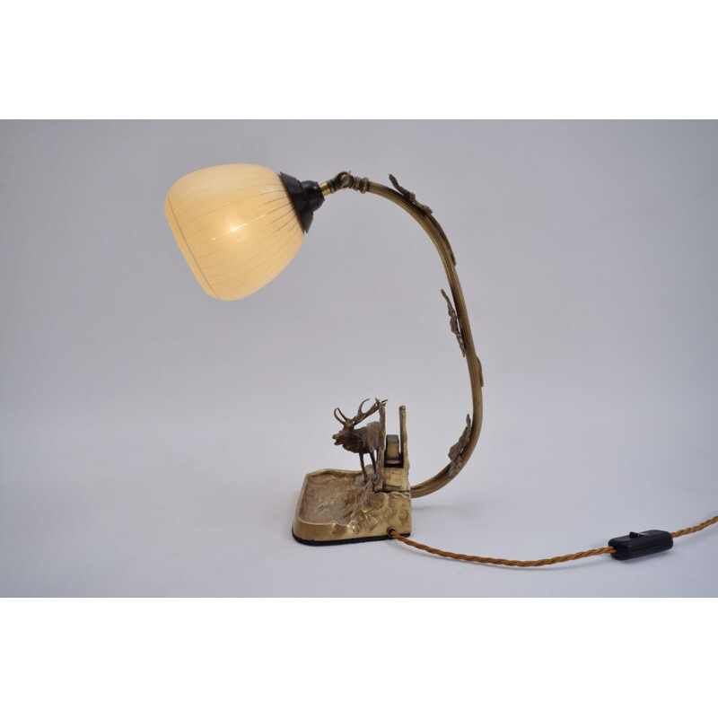 Vintage lamp,Art Deco bronze moose Louis-Albert Carvin, French 1930s