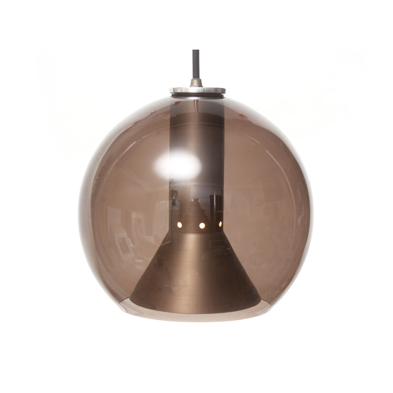 Raak "Globe B-1040.20" ceiling lamp in glass and aluminum, Frank LIGTELIJN - 1960s