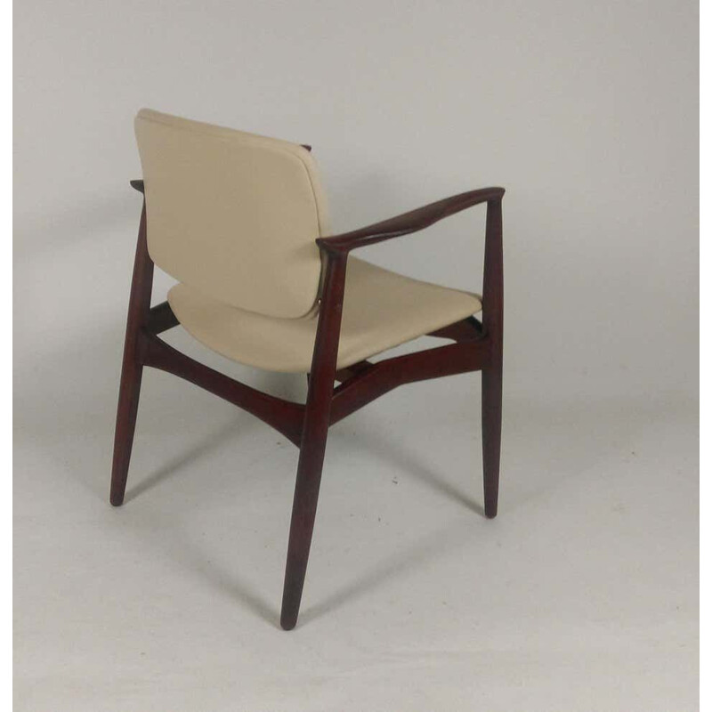 Pair of vintage captain's chairs model 67 in teak upholstered by Erik Buch for Ørum Møbelfabrik, 1960