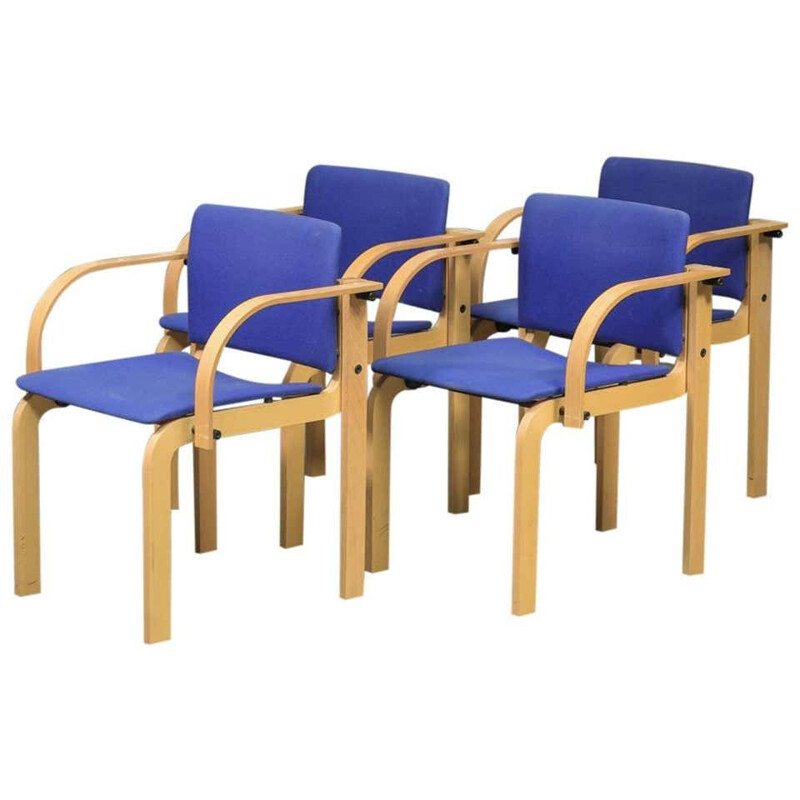 Set of 4 Stackable Beech Dining Chairs by Friis and Moltke 1980s