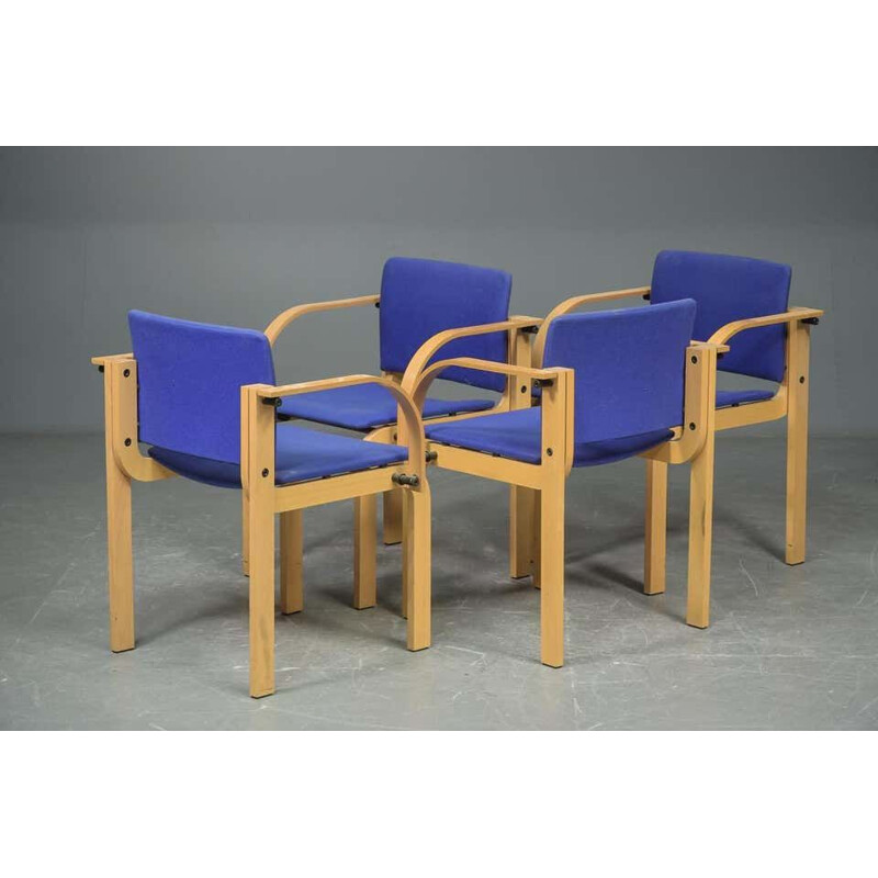 Set of 4 Stackable Beech Dining Chairs by Friis and Moltke 1980s