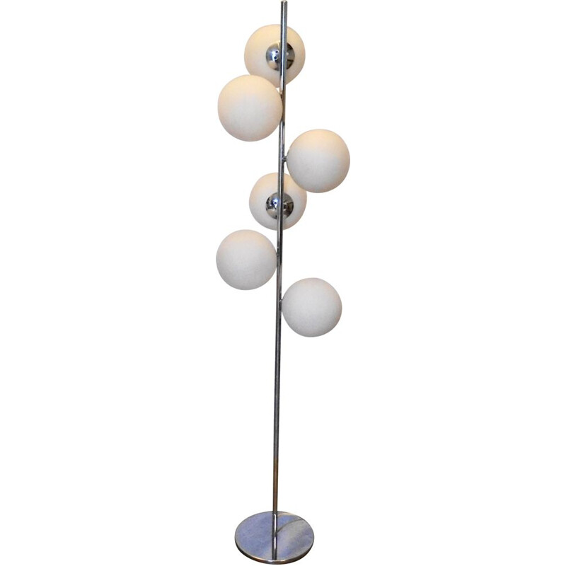 Vintage floor lamp 6 balls in opaline 1970