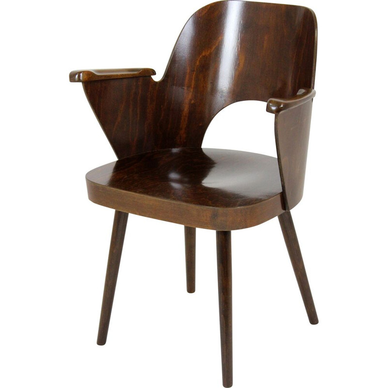 Vintage Wooden Armchair by Lubomír Hofmann for TON, 1950s