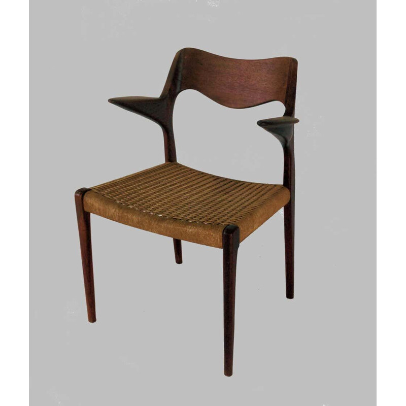 Vintage Armchair in Teak, Inc. Reupholstery Niels Ottto Møller Refinished 1951