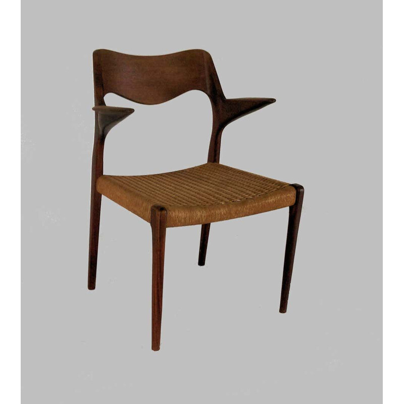 Vintage Armchair in Teak, Inc. Reupholstery Niels Ottto Møller Refinished 1951