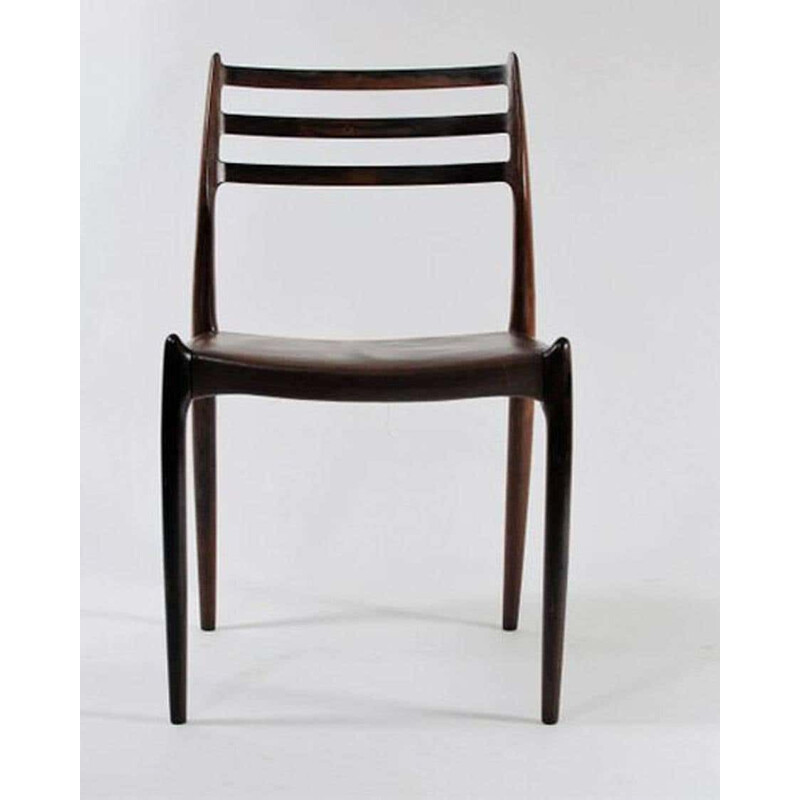 Set of 6 vintage rosewood chairs by N. O. Moller for J.L. Møllers Møbelfabrik, 1954