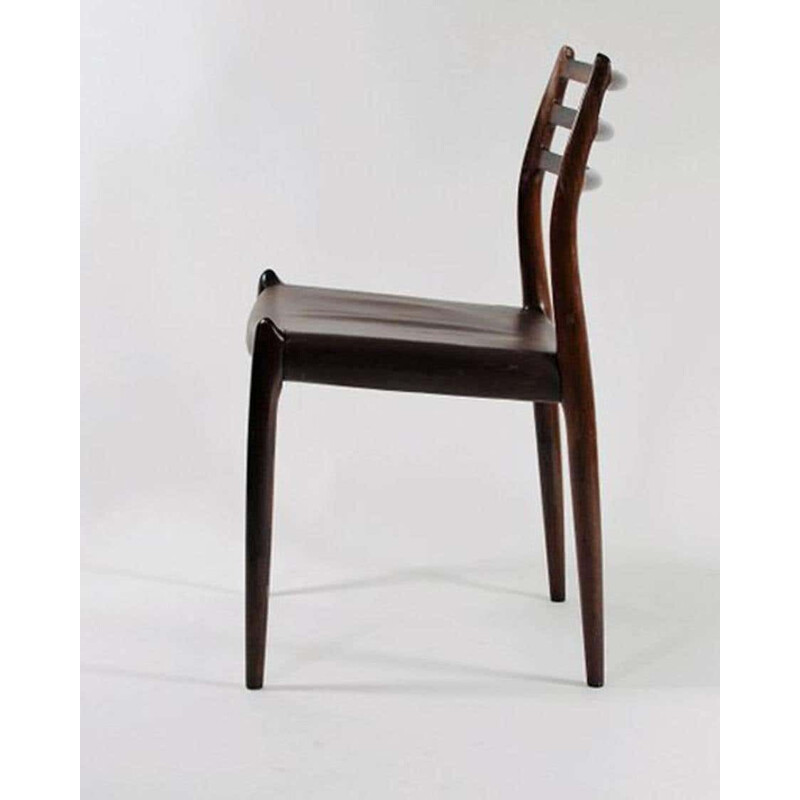 Conjunto de 6 cadeiras de pau-rosa vintage por N. O. Moller para J.L. Møbelfabrik, 1954