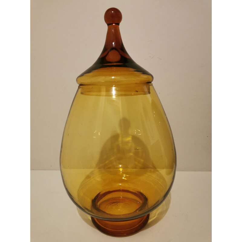 Vintage Amber glass apothecary jar XXL 1970