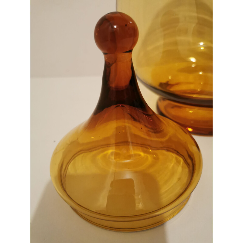 Vintage Amber glass apothecary jar XXL 1970