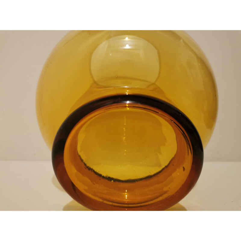 Pot d'apothicaire vintage bonbonnière XXL en verre ambré 1970
