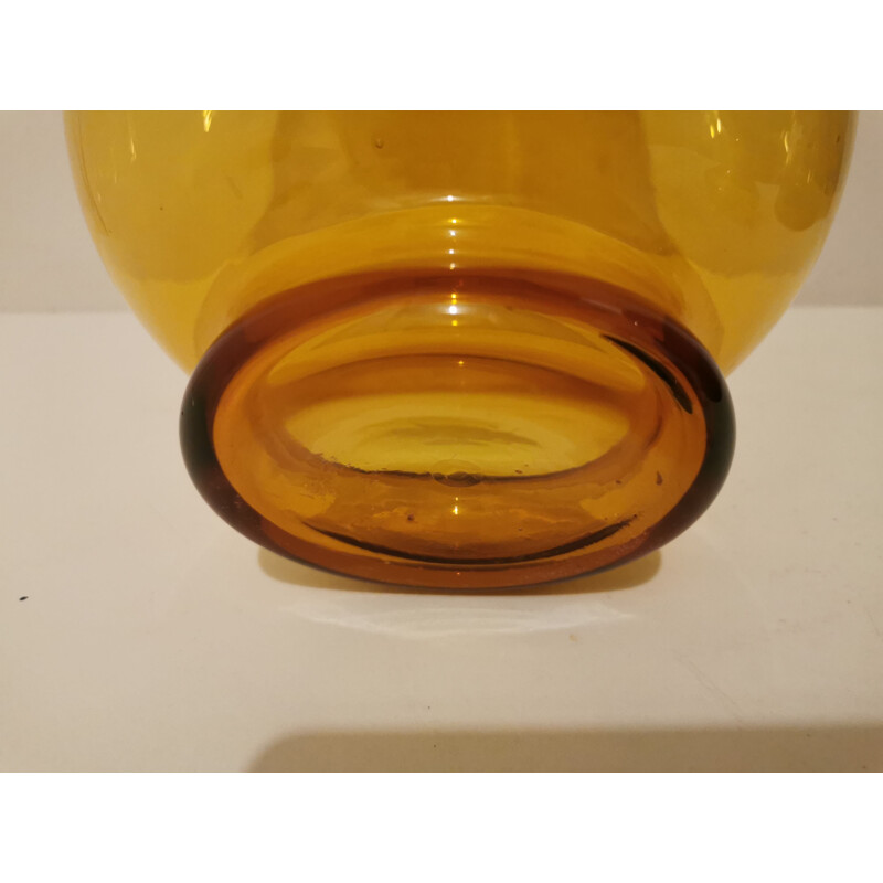 Pot d'apothicaire vintage bonbonnière XXL en verre ambré 1970