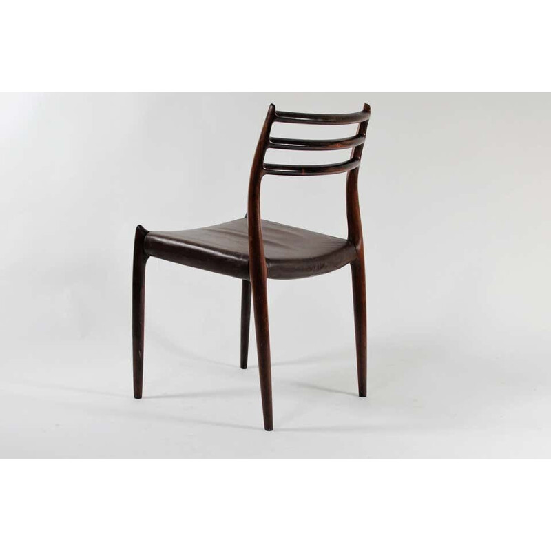 Set of 8 vintage Model 78 Dining Chairs in Rosewood Niels Moller - Inc. Reupholstery 1950s