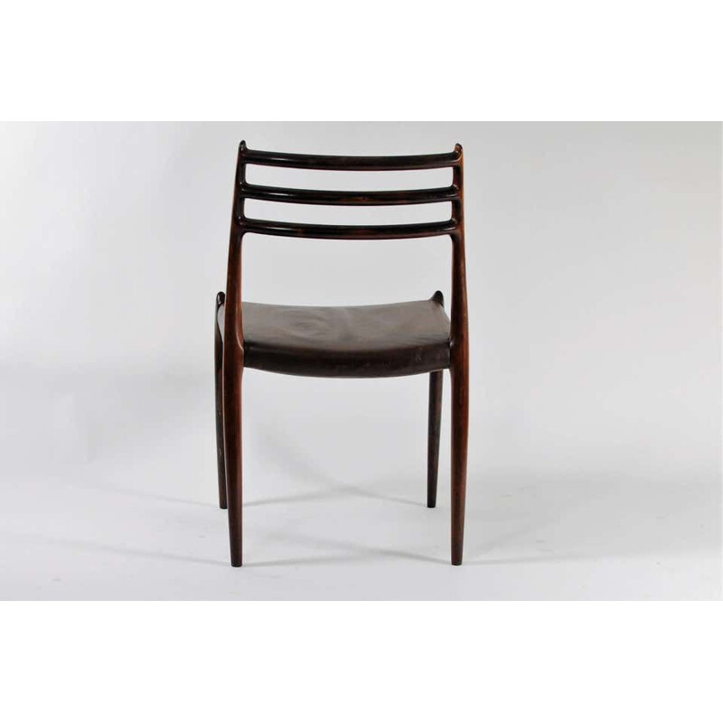 Ensemble de 8 chaises vintage modèle 78 en bois de rose Niels Moller - Inc. Reupholstery 1950