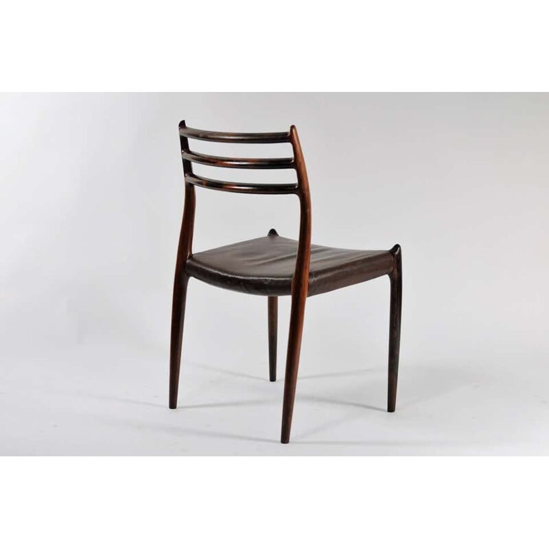 Conjunto de 8 cadeiras vintage modelo 78 em pau-rosa Niels Moller - Inc. 1950