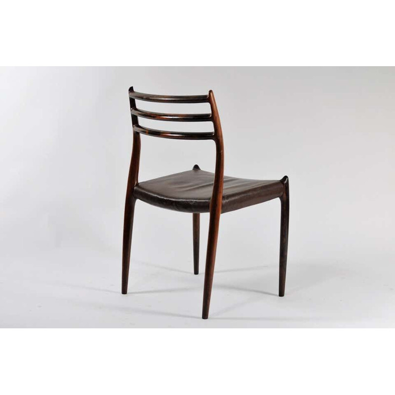 Juego de 8 sillas de época modelo 78 en madera de palisandro Niels Moller - Inc. 1950