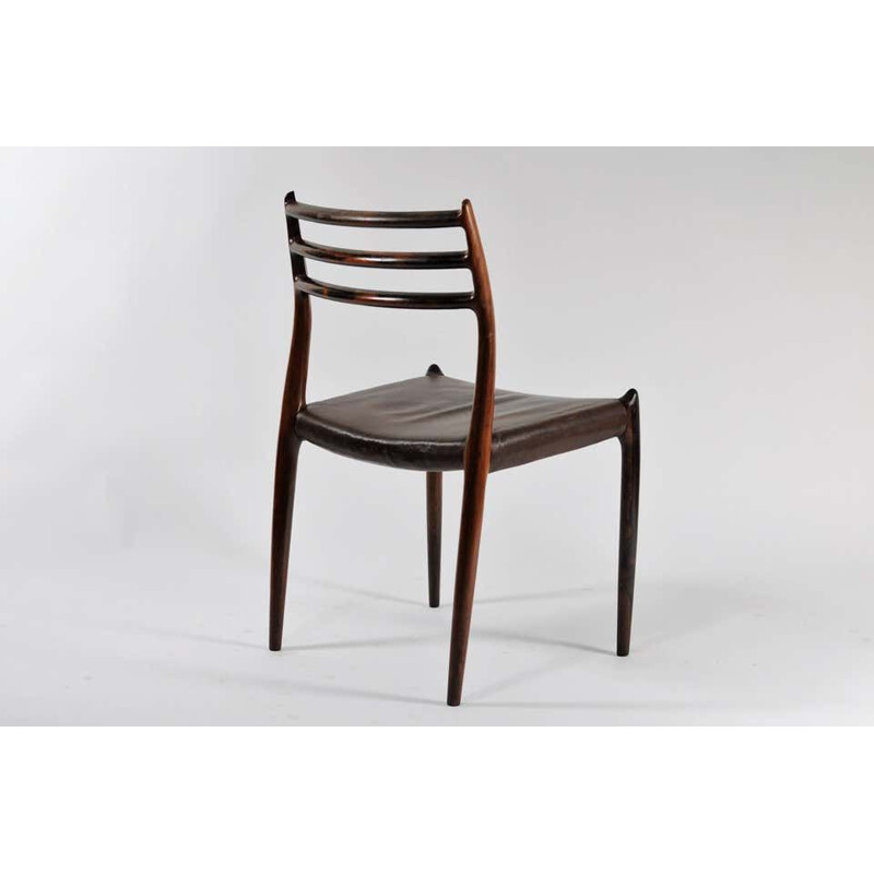 Set of 8 vintage Model 78 Dining Chairs in Rosewood Niels Moller - Inc. Reupholstery 1950s