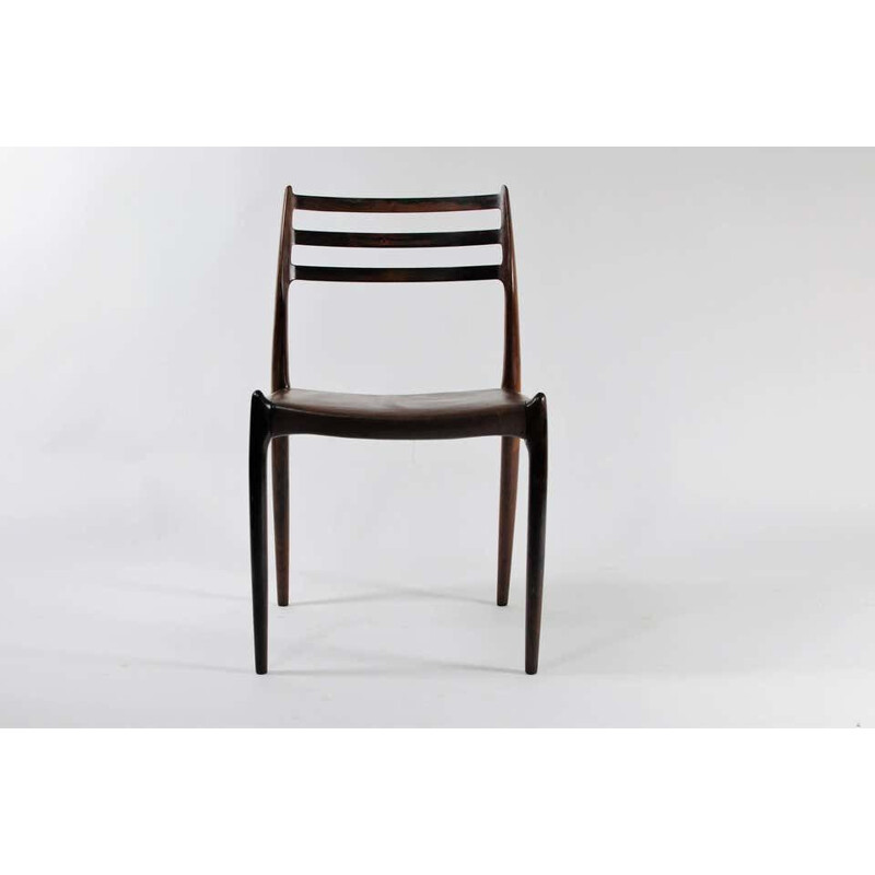 Set of 8 vintage Model 78 Dining Chairs in Rosewood Niels Moller - Inc. Reupholstery 1950s