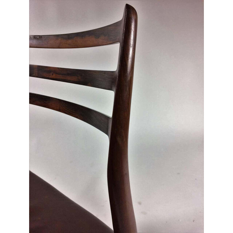 Set of 8 vintage Model 78 Dining Chairs in Rosewood Niels Moller - Inc. Reupholstery 1950s