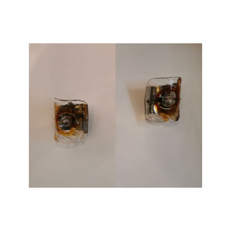 Pair of vintage Murano glass wall lights by Carlo Nason for Mazzega 1970