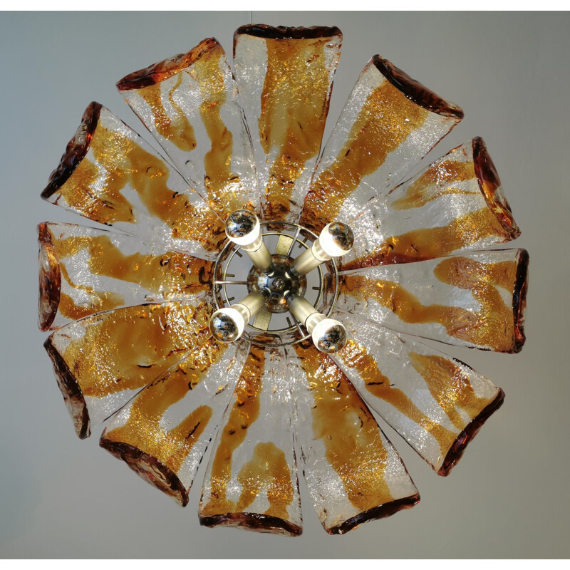 Vintage Murano glass Flower hanging lamp by Carlo Nason for Mazzega 1970