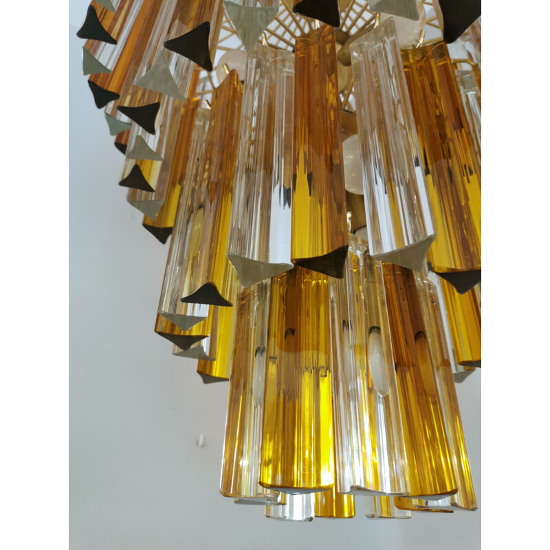 Vintage chandelier XXL Paolo Venini Trièdres in Murano glass for Venini 1970