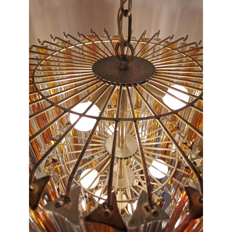 Vintage chandelier XXL Paolo Venini Trièdres in Murano glass for Venini 1970