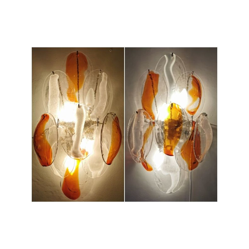 Pairs of vintage XXL Murano glass sconces by Carlo Nason for Italian Mazzega 1970