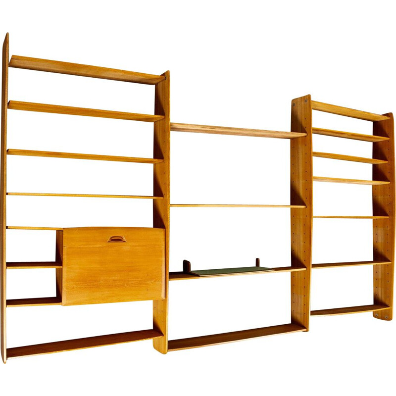 Large modular vintage oak shelf 1950