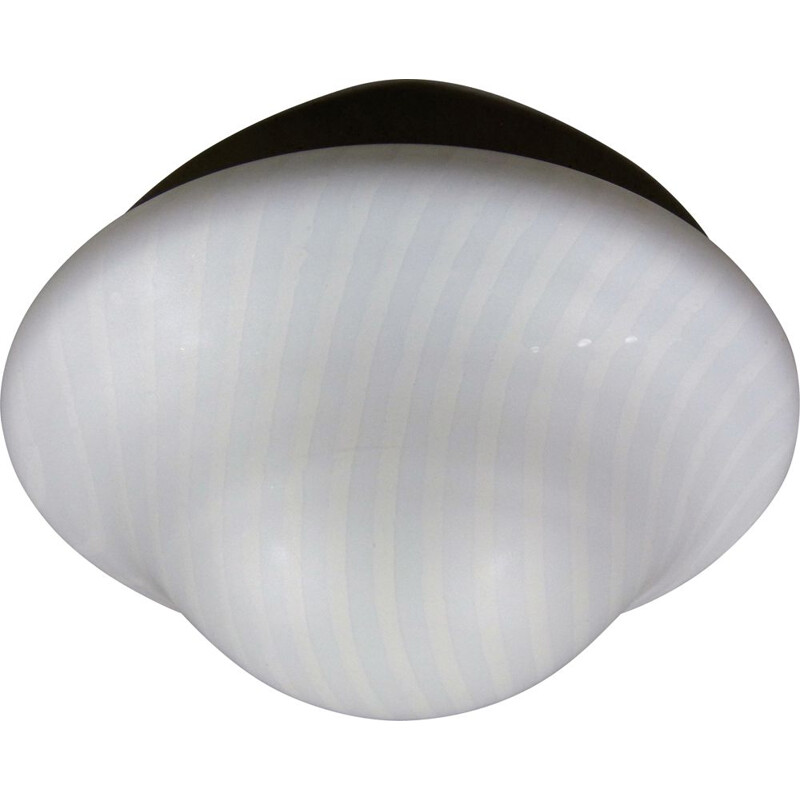 Large vintage striped glass ceiling lamp by Peil & Putzler, Germany 1970