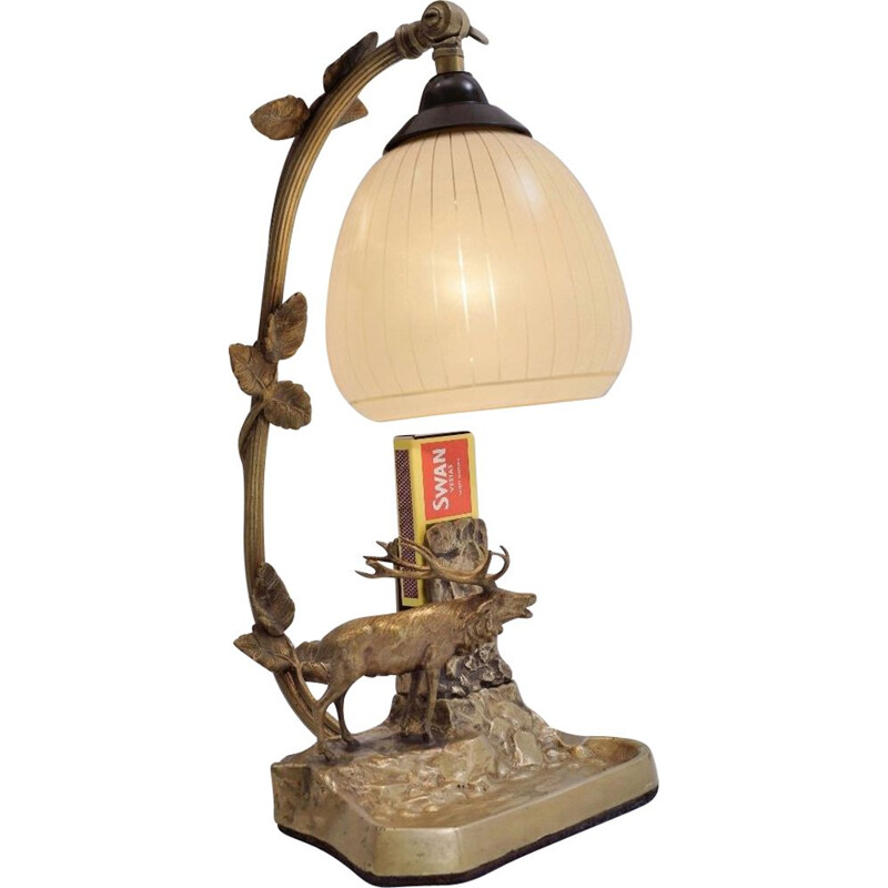 Lampe vintage Art Déco bronze orignal Louis-Albert Carvin, France 1930