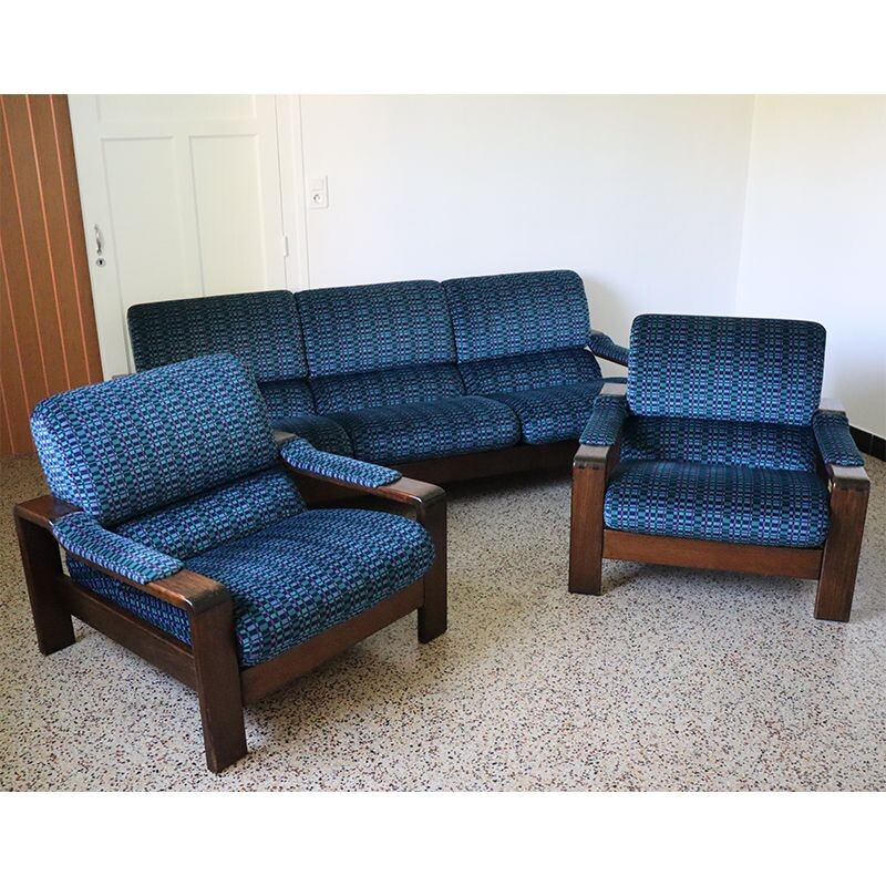 Canapé et fauteuils vintage scandinave en palissandre 1960