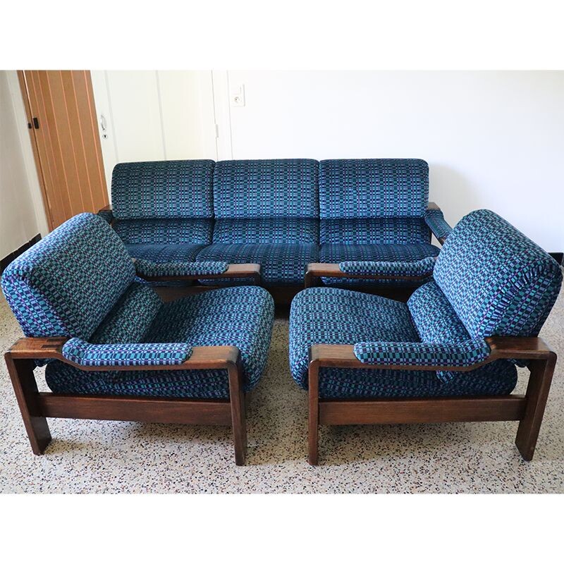 Vintage  rosewood sofa and armchairs scandinavian 1960