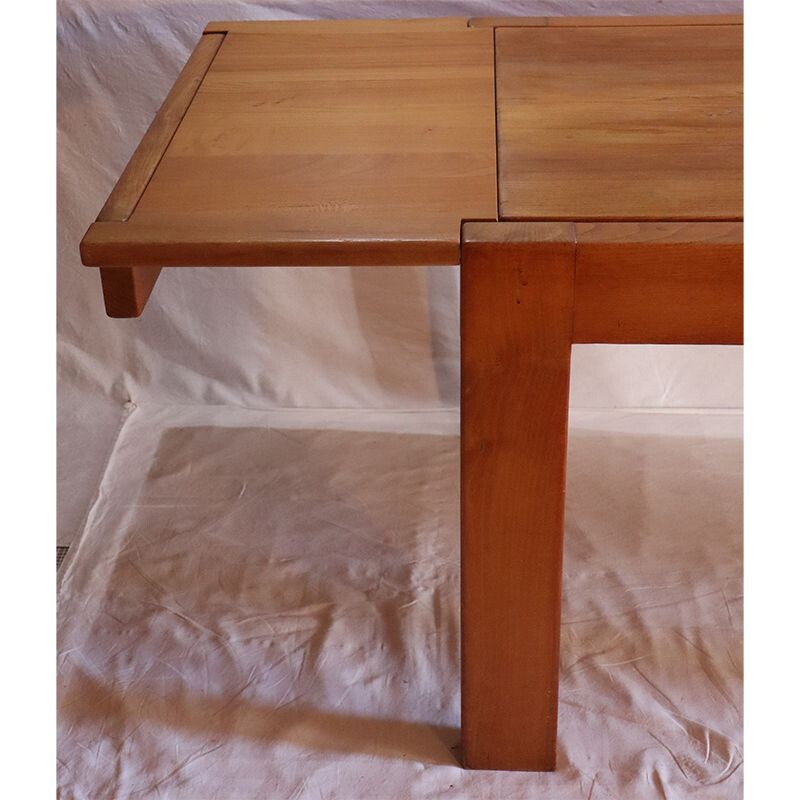 Table extensible vintage Maison Regain en orme massif 1970