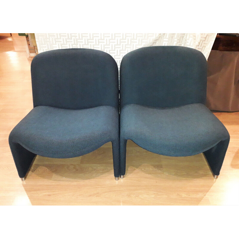 Pair of vintage armchairs model "Alky" by Giancarlo PIRETTI, by Castelli fin italy 1960 .