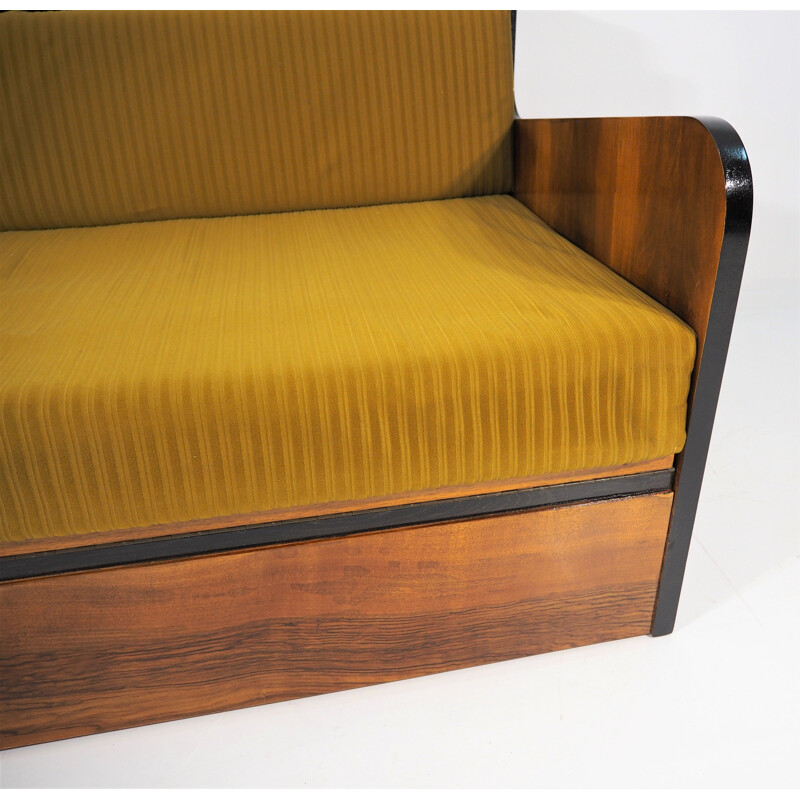 Canapé-lit vintage en noyer, art déco 1960