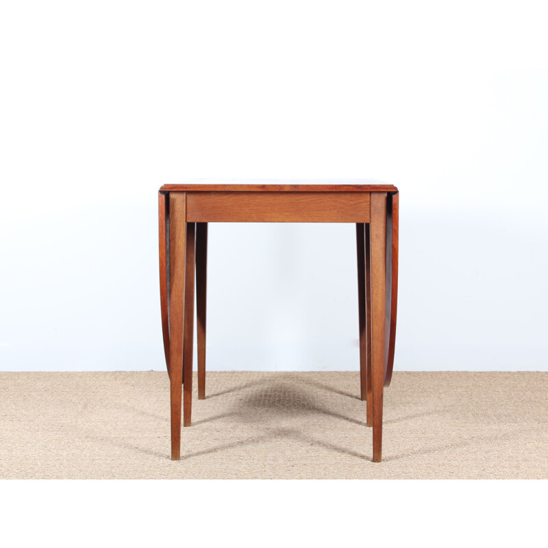 Vintage table with teak and oak flaps for 2 to 6 people Scandinavian style