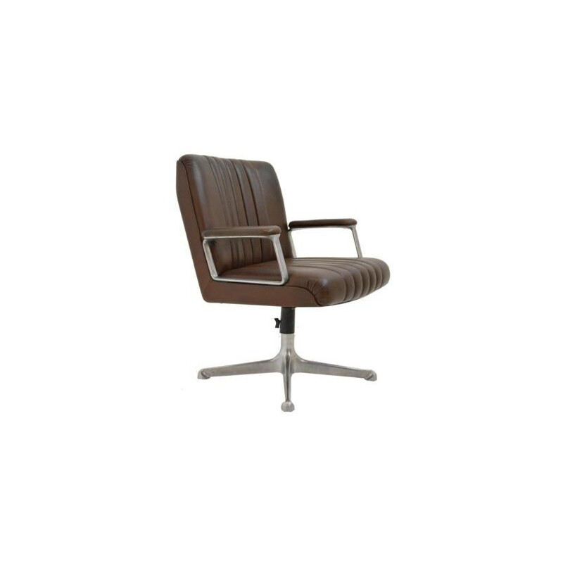 Tecno armchair in brown leather, Osvaldo BORSANI - 1960s